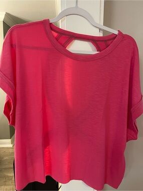 Never Worn Hot Pink Short Sleeve Women's Top with Back Cutout
